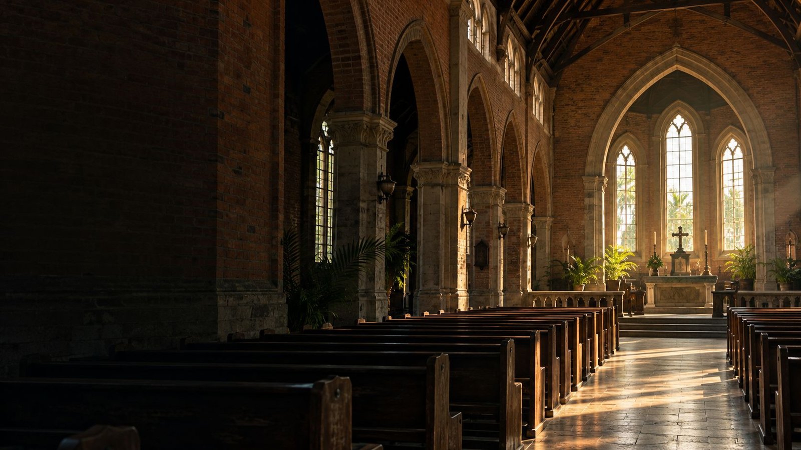 Interior of a historic mission-era church in Nigeria
